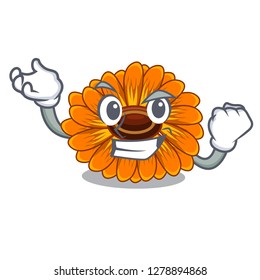 Successful calendula flowers in a cartoon basket