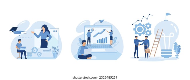 Successful career path abstract concept vector illustration set. Career development, professional development of teachers, online language school, flat vector modern illustration