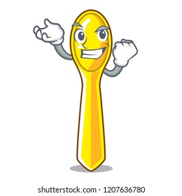 Successful cartoon plastic spoon on dining table
