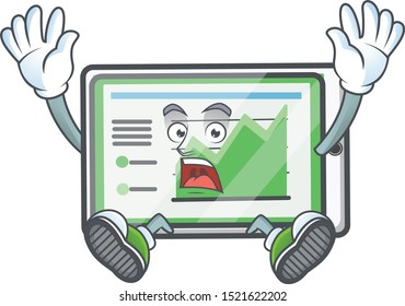 Successful up chart horizontal table cartoon mascot style.