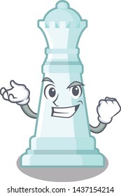 Successful chess queen on the mascot chessboard