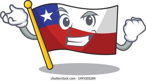 Successful Chile flag isolated cartoon