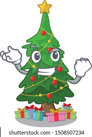 Successful Christmas Tree Isolated Mascot Stock Vector (Royalty Free ...