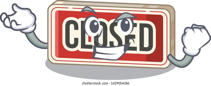 Successful closed sign in the character shape