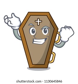 Successful coffin character cartoon style vector illustration