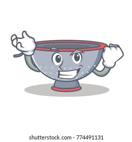 Successful colander utensil character cartoon