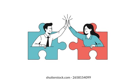 Successful collaboration between two diverse professionals achieving a shared goal through teamwork and partnership