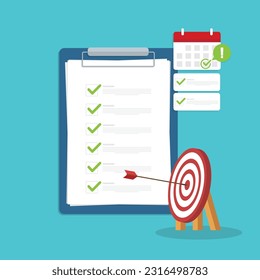 Successful completion of business tasks. Checklist with a business tasks completed.