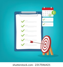 Successful completion of business tasks. Checklist with a business tasks completed.