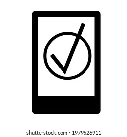 Successful completion outline vector icon. Yes sign. Confirmation and acceptance symbol. Correct checkmark. Flat simple line design illustration.