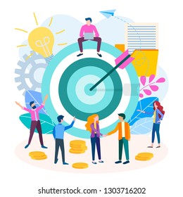 The successful contract team work to achieve the goal, the handshake and the agreement between the business concept. Vector illustration for social media marketing.