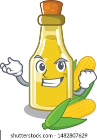 Successful corn oil put into cartoon bottle