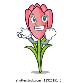Successful crocus flower character cartoon
