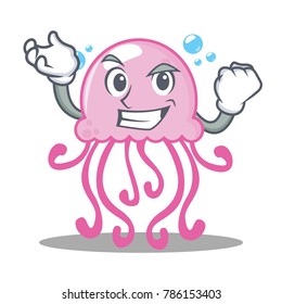 Successful cute jellyfish character cartoon