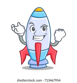 Successful cute rocket character cartoon