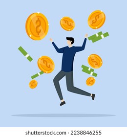 Successful and debt free people plan a budget. passive income illustration. Characters enjoy financial freedom and independence. Vector illustration.