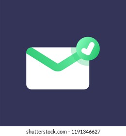 Successful delivery email or message icon. Flat design style icon.