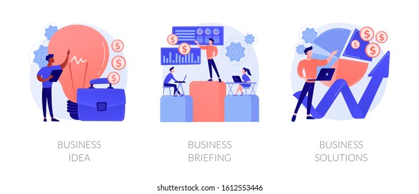 Successful development icons set. Innovative project, team building, analytical software. Business idea, business briefing, business solutions metaphors. Vector isolated concept metaphor illustrations