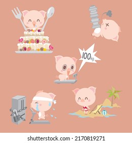 The successful diet of a cute pig who was devastated by binge eating