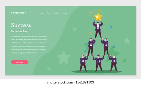 Successful dream team flat 3d isometric business concept web vector illustration. Teamwork businessmen pyramid to reach rating star