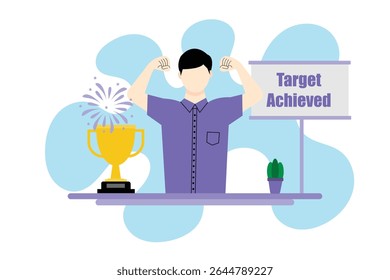 Successful Employee Celebrating Business Achievement. Success or Personal Achievement at Work.