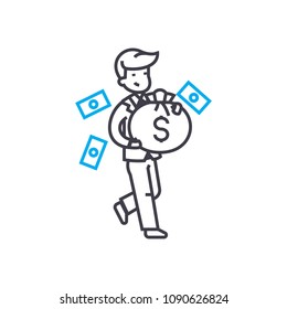 Successful entrepreneur vector thin line stroke icon. Successful entrepreneur outline illustration, linear sign, symbol concept.