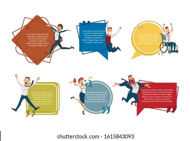 Successful Entrepreneurship, Business Career Opportunities Trendy Flat Vector Banner, Poster Template. Happy Entrepreneurs, Company Employees, Excited Office Workers Jumping With Joy Illustration