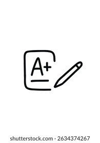 successful exam,  excellent grade, doodle vector illustration 