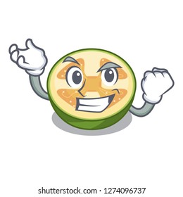 Successful faijoa fruit juice on character glass