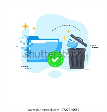 Successful file deletion operation illustration flat design vector clean interface concept empty state ui
