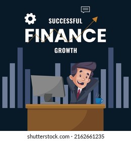 Successful finance growth banner design template. 