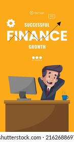 Successful finance growth portrait template design.