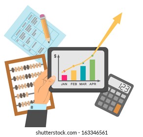 Successful financial business plan report concept vector illustration