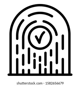 Successful fingerprint identification icon. Outline successful fingerprint identification vector icon for web design isolated on white background