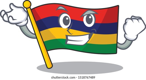 Successful flag mauritius hoisted above cartoon pole