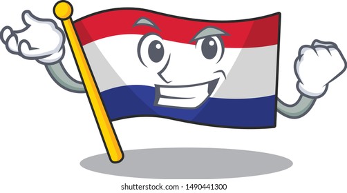 Successful flag netherlands with the mascot shape