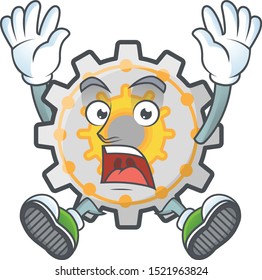 Successful gear machine cartoon character with mascot