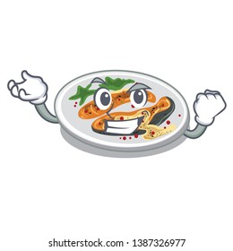 Successful grilled salmon in the character shape