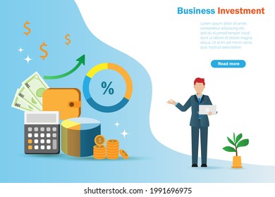 Successful and growth business investment, asset allocation and ratio percentage concept. Businessman holding laptop with growth graph profit on financial investment
