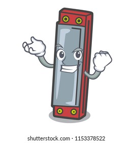 Successful harmonica character cartoon style