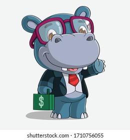 Successful hippopotamus cartoons, Hand drawn