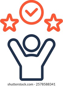 Successful Icon Color Line Vector Illustration