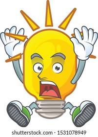 Successful icon lamp cartoon character with mascot