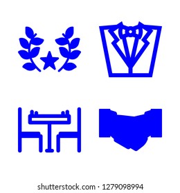 successful icon set about handshake, award, tuxedo and chess vector set