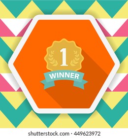 Successful icon, Vector flat long shadow design. Racing concept.