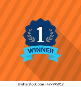 Successful icon, Vector flat long shadow design. Racing concept.