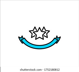 Successful icon vector isolated, stars and ribbon symbols.