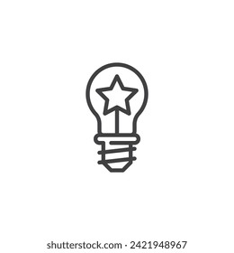 Successful Idea line icon. linear style sign for mobile concept and web design. Light Bulb with star outline vector icon. Symbol, logo illustration. Vector graphics