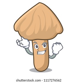 Successful inocybe mushroom character cartoon