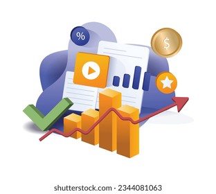 Successful investment business infographic isometric